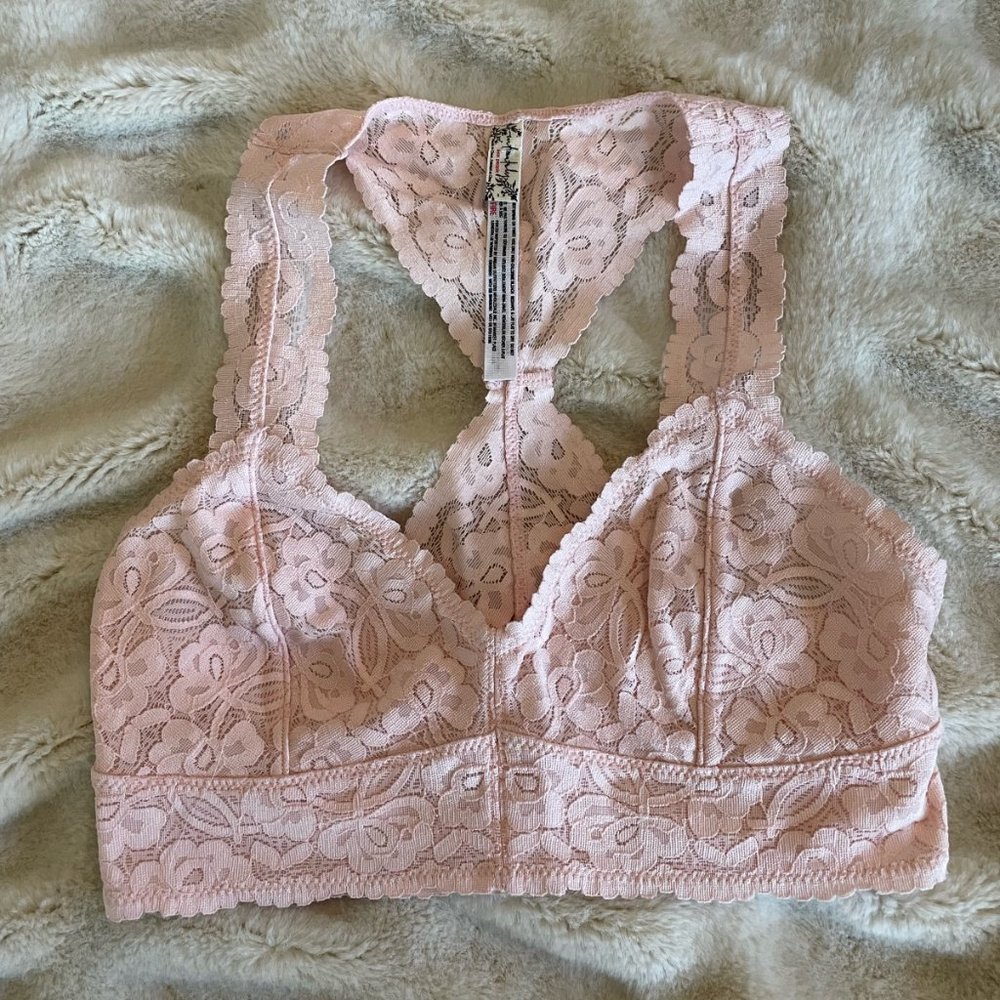 Free People Pink Lace Bralette, Size Small, Excellent Condition!